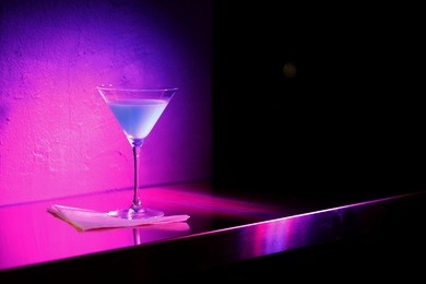 cocktail glass on counter