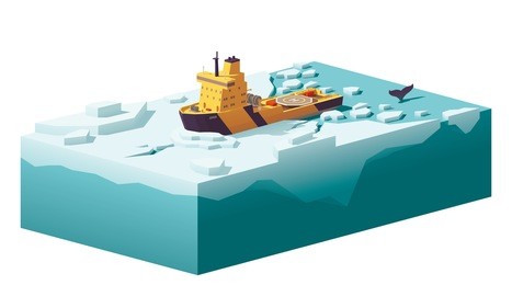 vector low poly icebreaker breaking the ice in the ocean