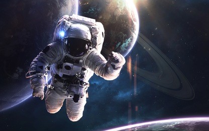 astronaut at the spacewalk . deep space image, science fiction fantasy in high resolution ideal for wallpaper and print. elements of this image furnished by nasa