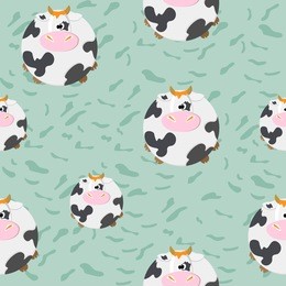 cute cow in cartoon style for your good mood. seamless pattern. vector illustration.