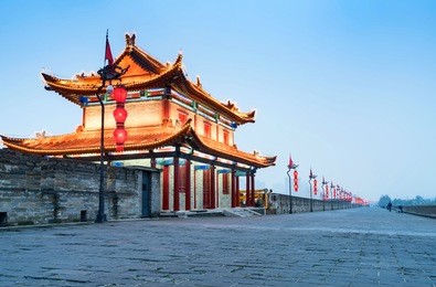 ancient city wall at night, xi'an,china