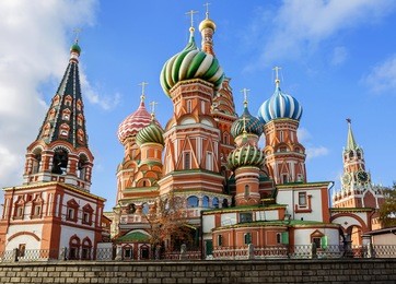 st. basil's cathedral on red square in moscow. 
st. basil's cathedral is one of the most beautiful and ancient churches in moscow, the most important decoration of red square.
