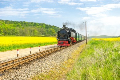 small steam train on island ruegen