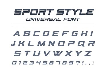 sport style universal font. fast speed, futuristic, technology, future alphabet. letters and numbers for military, industrial, electric car racing logo design. modern minimalistic vector typeface