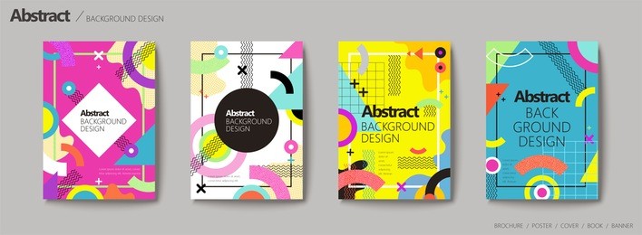 abstract background design, geometric memphis style design in colorful tone