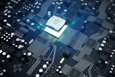 3d rendering central computer processors cpu concept. electronic engineer of computer technology. computer board chip circuit cpu core. hardware concept electronic device motherboard semiconductor