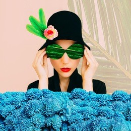 contemporary art collage. retro lady design minimal concept dreamer