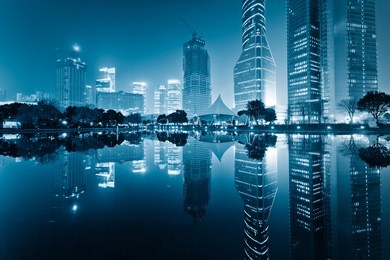 the night view of the lujiazui financial centre in shanghai china.