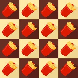 french fries. seamless pattern. endless texture can be used for wallpaper, pattern fills, web page background,textures.for printing on fabric, paper, scrapbooking. vector seamless pattern template