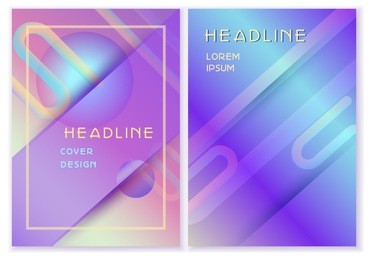 futuristic pastel holographic color set.vector template, geometric shapes, trendy blend liquid elements, gradient flux effect, used as cover, report, catalog, poster, banner, presentation, advertising