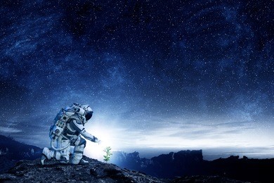 there is life on moon. mixed media