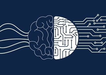 vector brain and circuit board, artificial intelligence or ai concept.