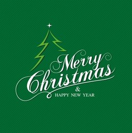 merry christmas and happy new year greeting card, green background
