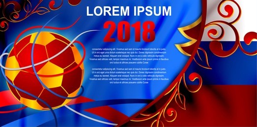 2018 world championship football cup on blue background. poster soccer template