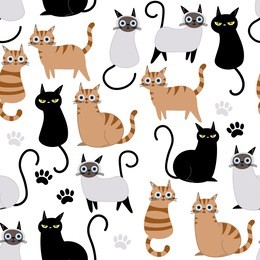 cute cat seamless pattern and vector