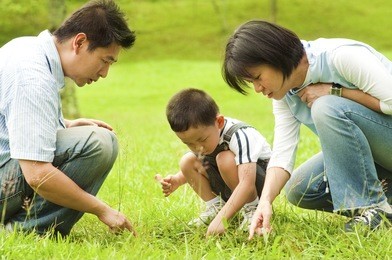 candid asian family at outdoors