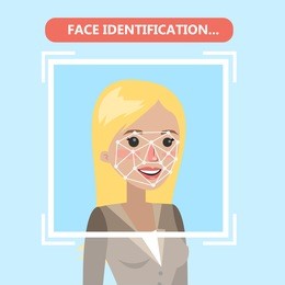 face recognition technology. woman with face identification.