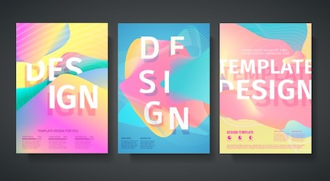 template for the design of modern covers with a backdrop of an abstract color pastel gradient. layout for flyer, party poster or brochure with color vibration waves.  vector.