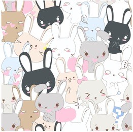 lovely cute and funny rabbit bunny sweet pink pastel character,seamless pattern style icon emotional,card background,doodle comic cartoon art illustration vector