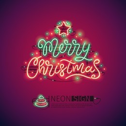 merry christmas colorful neon sign makes it quick and easy to customize your holiday projects. used neon vector brushes included.