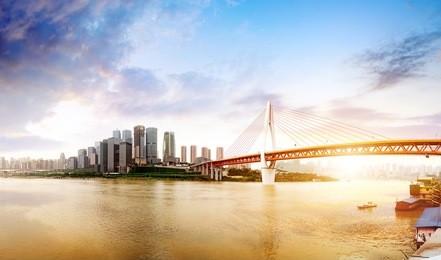 twilight moment, the modern buildings in the yangtze river, chongqing, china.