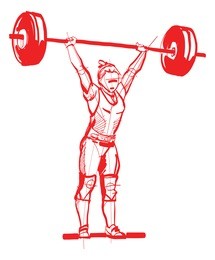 girl weightlifter push the bar