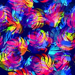 abstract seamless illustration with colorful neon leaves, spray paint ink. creative girlish repeated backdrop for textile, clothes, wrapping paper. nature motives wallpaper in bright colors