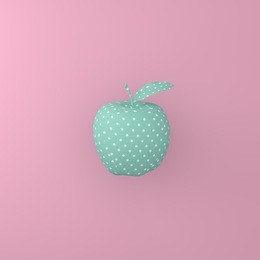 point pattern white on green apple on pink background. minimal idea food concept.  