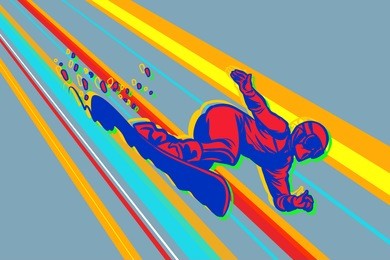 giant slalom snowboard, winter sports. comic cartoon style pop art illustration vector retro