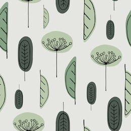 scandinavian hand drawn seamless pattern with leaves and flowers. minimalistic nordic style. vector illustration. cute botanical elements. great for textile, decor and printed products.