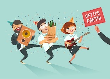 cheers! businessmen crowd going to the office party. corporate event concept. colorful vector illustration in flat style.