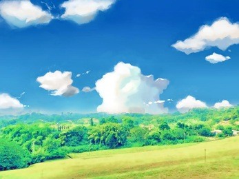 vast hillside scenery and beautiful sky 3d illustration