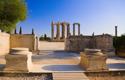 temple of the olympian zeus at athens, greece - travel background