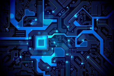 high tech electronic circuit board vector background.