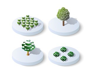 winter snowy christmas icon nature trees forest landscape. isometric tree design icon.