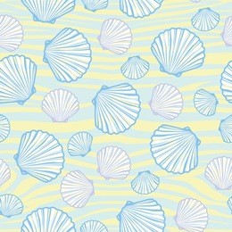 vector seamless pattern with hand drawn scallop shells. beautiful marine design elements, perfect for prints and patterns.