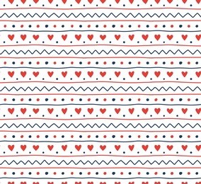 hand drawn seamless vector pattern of a simple scandinavian ornament, on a white background. design concept for christmas, kids textile print, wallpaper, wrapping paper.