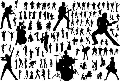 black silhouettes of musicians. vector illustration