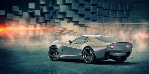 3d rendering of a brand-less generic concept car
