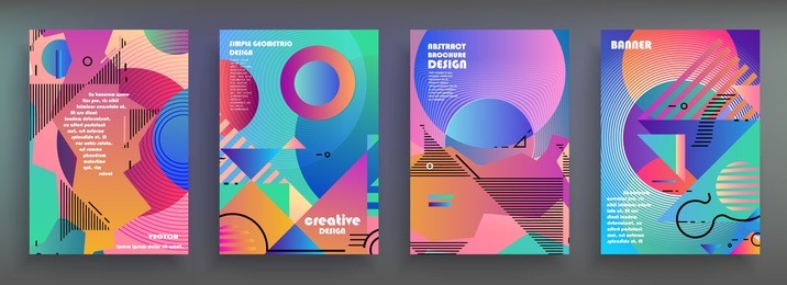 artistic covers design. creative colors backgrounds. trendy futuristic design