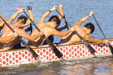 canoe race in a lake