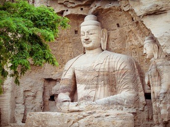 china, shanxi: stone carving of yungang grottoes