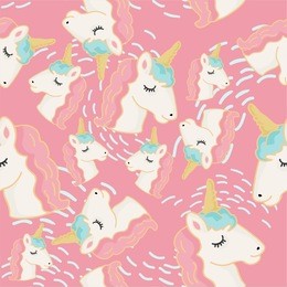 cute vector seamless pattern of lovely unicorn and lines. great for wrapping paper, baby room wallpaper, open card, bird shop interior detail, to print on souvenirs, cups, textile, pin and etc
