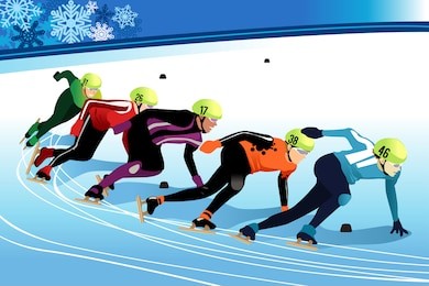 a vector illustration of speed skating athletes competing in championship