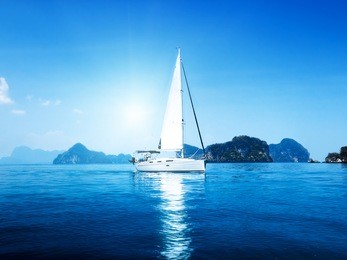 yacht and blue water ocean