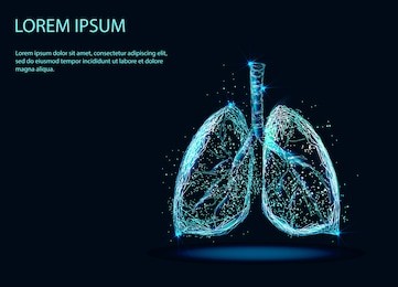 abstract image of a human lungs in the form of a starry sky or space, consisting of points, lines, and shapes in the form of planets, stars and the universe. vector 