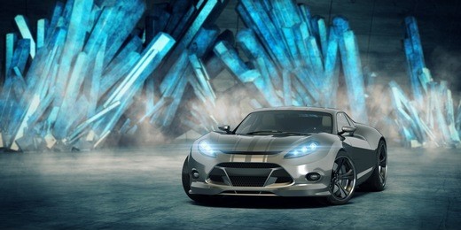 3d rendering of a brand-less generic concept car