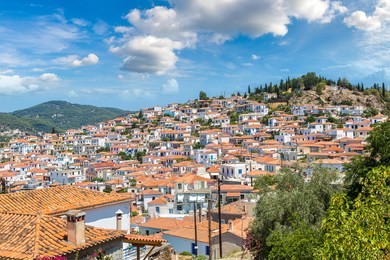 poros island in a summer day in greece