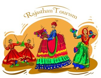 rajasthan culture pop color vector illustration