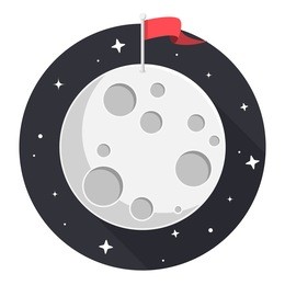 moon with flag and stars flat design icon